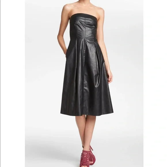 Leith | Dresses | Leith Faux Leather Strapless Dress Black | Poshmark